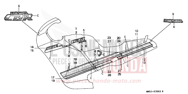MARKE (3) von CB1300 Super Bold'or ABS SCHWARZ (NH1K) von 1988